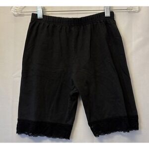 Vtg Fizzical Sport Lace Shorts 90s Black Workout Gym USA Justin Allen Cotton Med